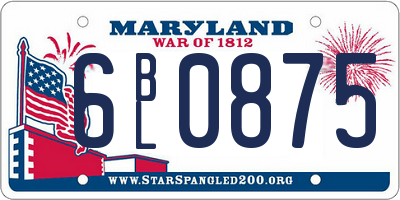 MD license plate 6BL0875