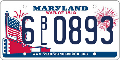 MD license plate 6BL0893