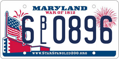 MD license plate 6BL0896