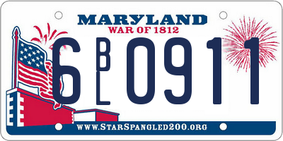 MD license plate 6BL0911