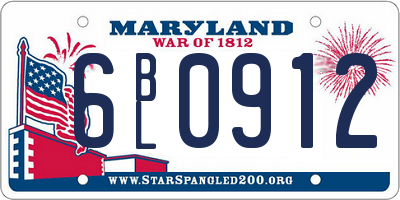 MD license plate 6BL0912