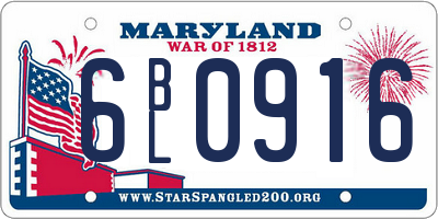 MD license plate 6BL0916