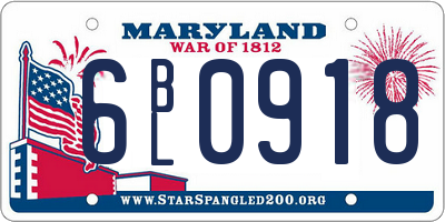 MD license plate 6BL0918