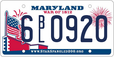 MD license plate 6BL0920