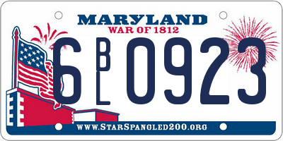 MD license plate 6BL0923