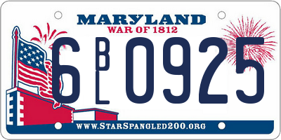 MD license plate 6BL0925