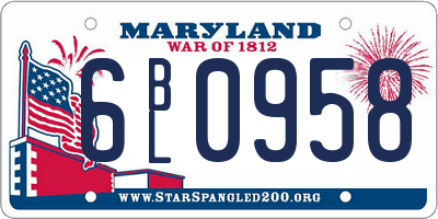 MD license plate 6BL0958