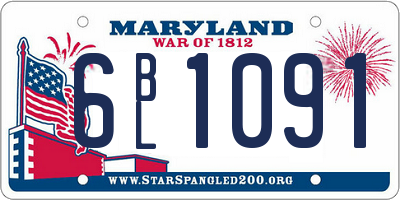 MD license plate 6BL1091