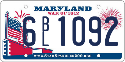 MD license plate 6BL1092