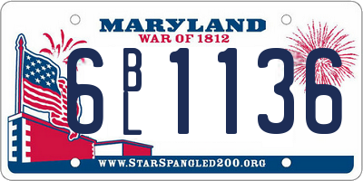 MD license plate 6BL1136