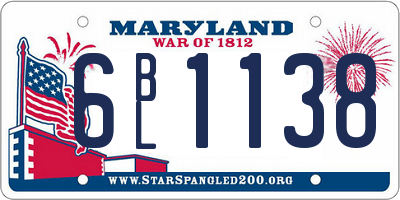 MD license plate 6BL1138