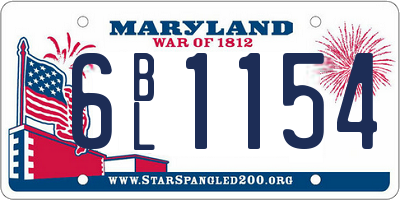 MD license plate 6BL1154