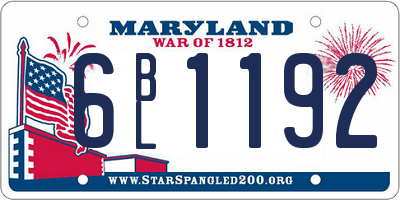 MD license plate 6BL1192