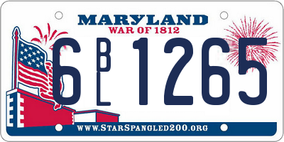 MD license plate 6BL1265
