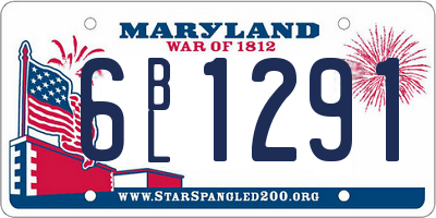 MD license plate 6BL1291