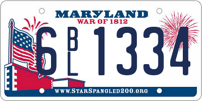 MD license plate 6BL1334