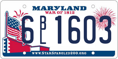MD license plate 6BL1603