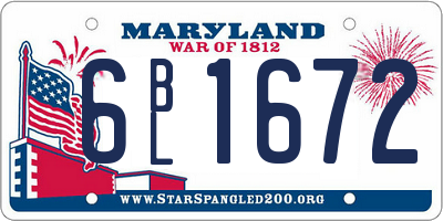 MD license plate 6BL1672