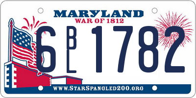 MD license plate 6BL1782