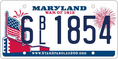 MD license plate 6BL1854