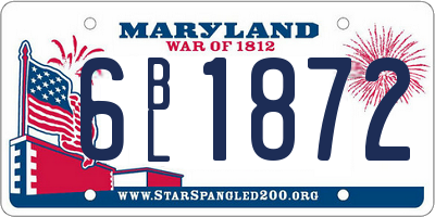 MD license plate 6BL1872