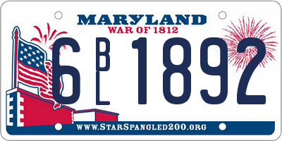 MD license plate 6BL1892