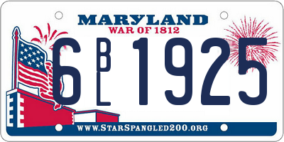 MD license plate 6BL1925