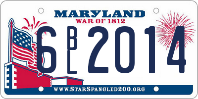 MD license plate 6BL2014