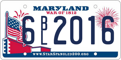 MD license plate 6BL2016