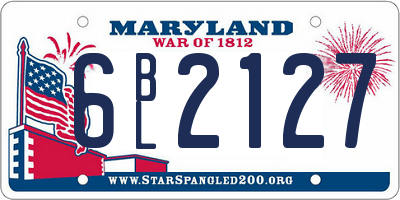 MD license plate 6BL2127