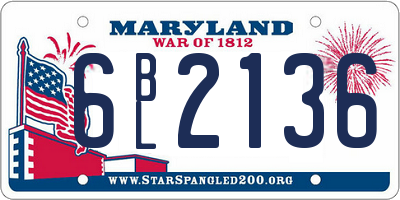 MD license plate 6BL2136