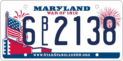 MD license plate 6BL2138