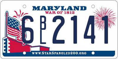 MD license plate 6BL2141