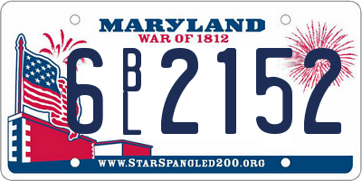 MD license plate 6BL2152