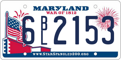 MD license plate 6BL2153