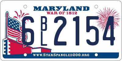 MD license plate 6BL2154