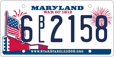 MD license plate 6BL2158