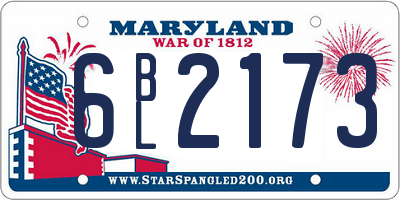 MD license plate 6BL2173