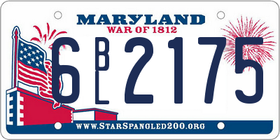 MD license plate 6BL2175