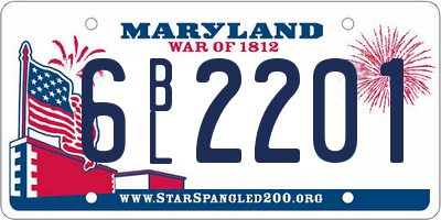 MD license plate 6BL2201
