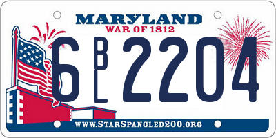 MD license plate 6BL2204
