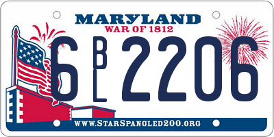 MD license plate 6BL2206