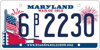 MD license plate 6BL2230