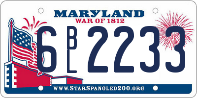 MD license plate 6BL2233