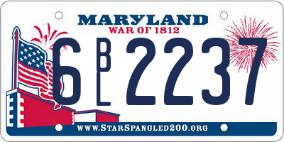 MD license plate 6BL2237