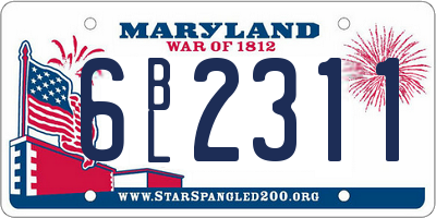 MD license plate 6BL2311