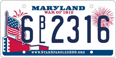 MD license plate 6BL2316