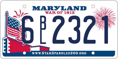 MD license plate 6BL2321