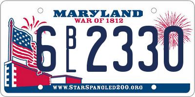 MD license plate 6BL2330