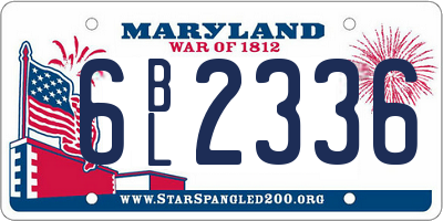 MD license plate 6BL2336